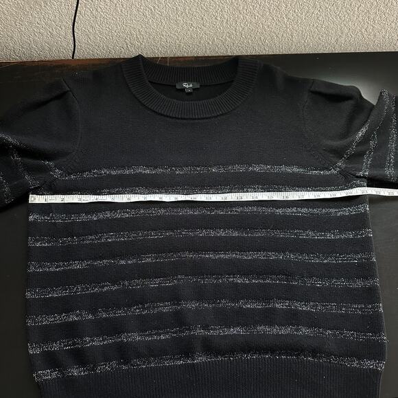 Rails Sweater Women Large Black Pullover Cashmere Blend Glitter Striped Knit - Picture 7 of 11